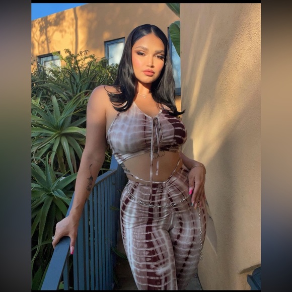 Tie dye drawstring halter & pants set - Picture 1 of 7